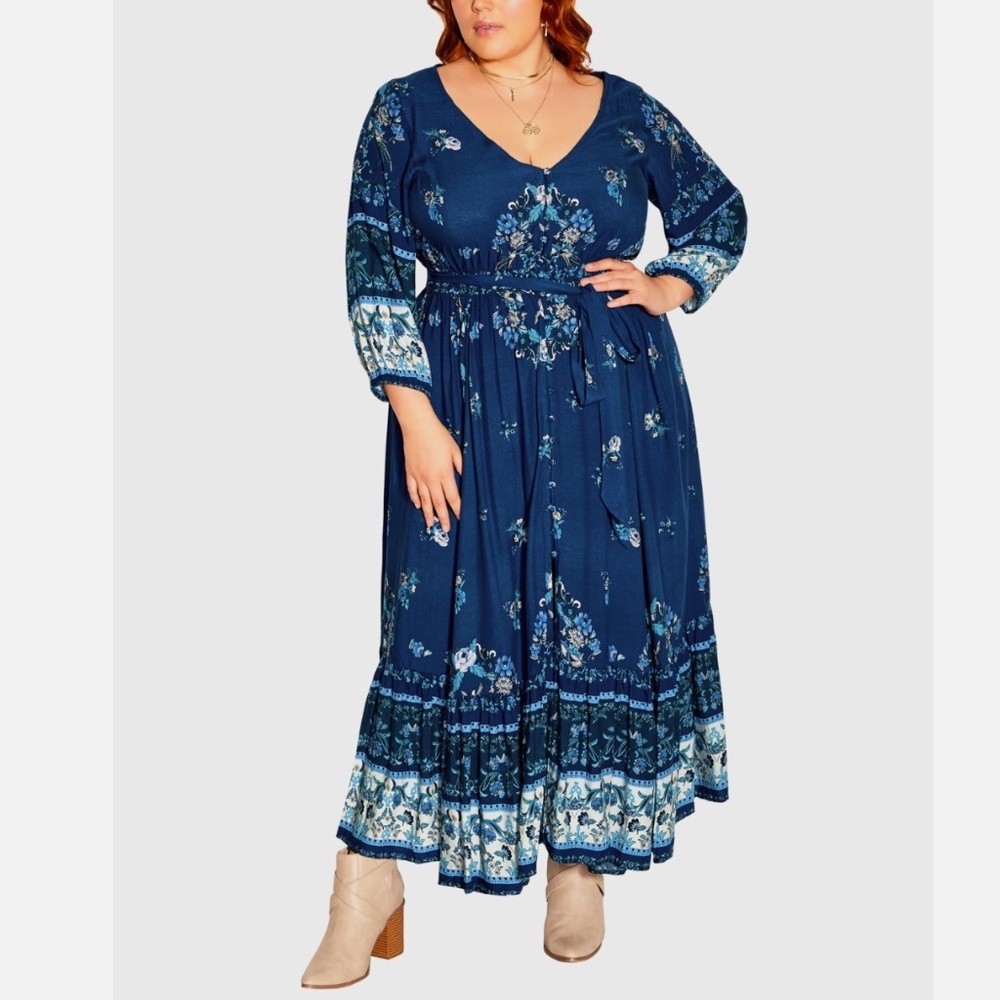 City Chic Maxi Dress Sapphire Free Spirit Blue